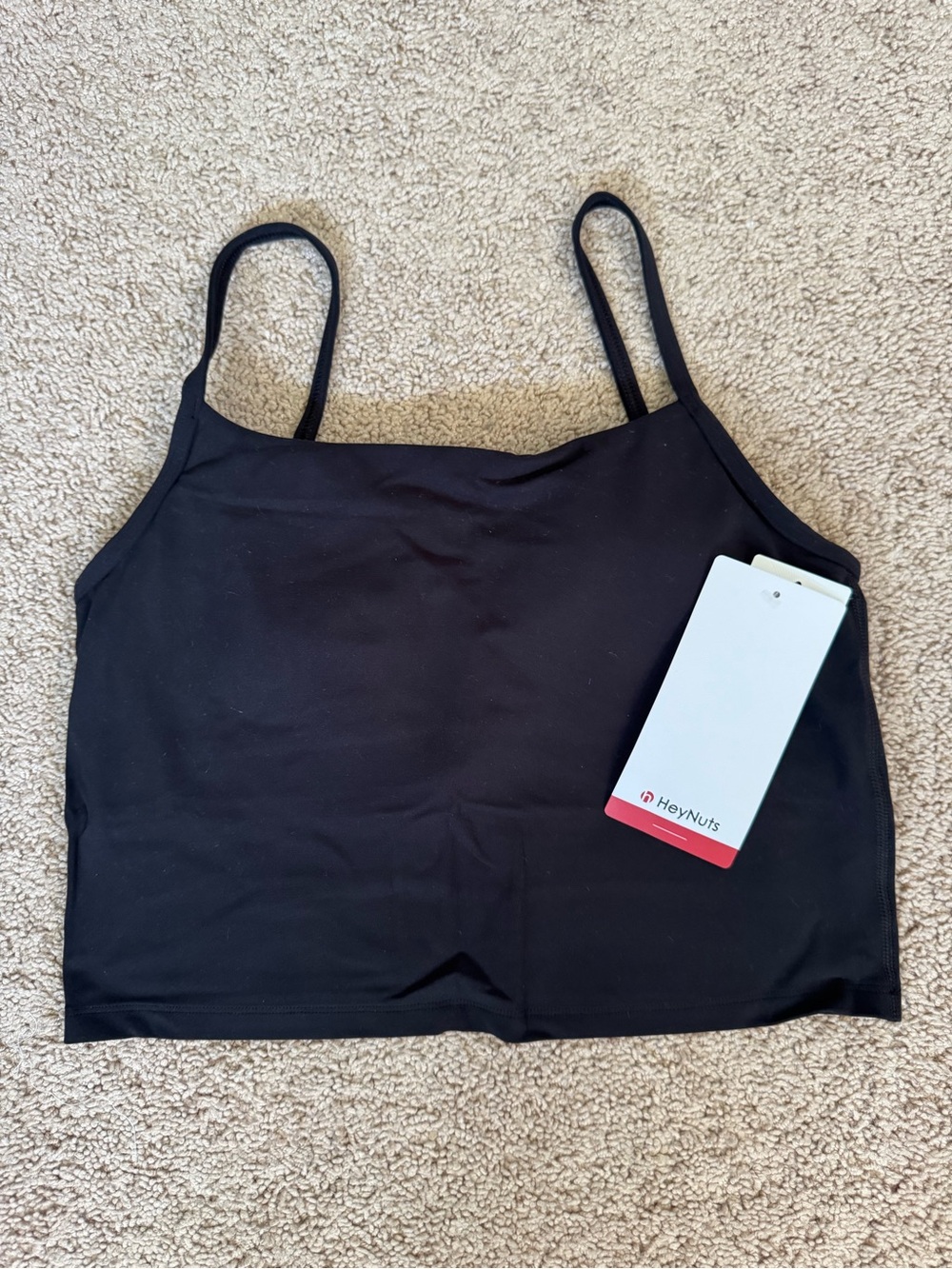 HeyNuts Black Cropped Spaghetti-Strap Tank
